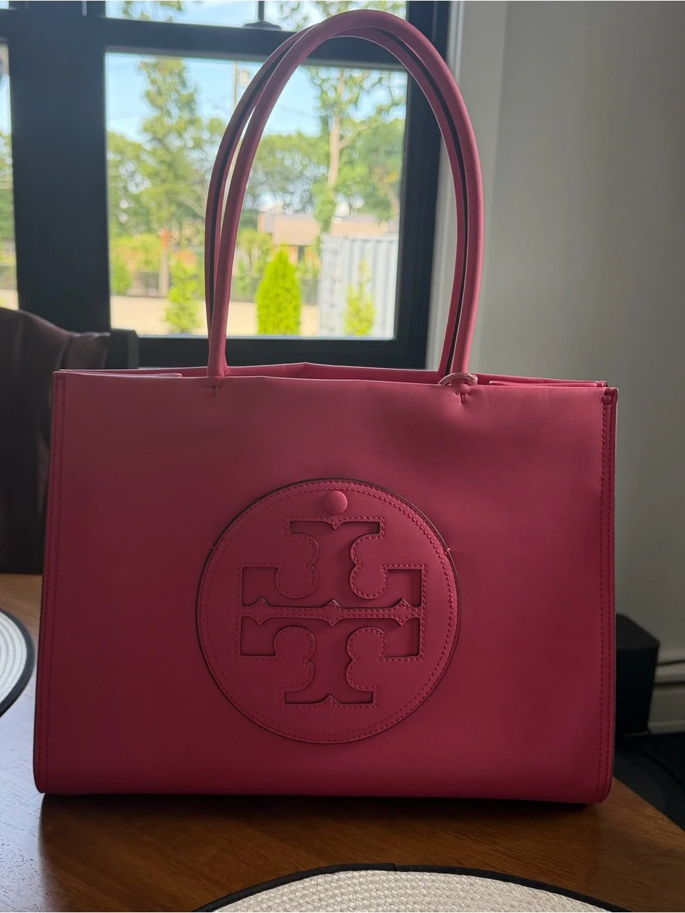 Tory Burch Ella Bio Tote in Pink Love with crossbody strap